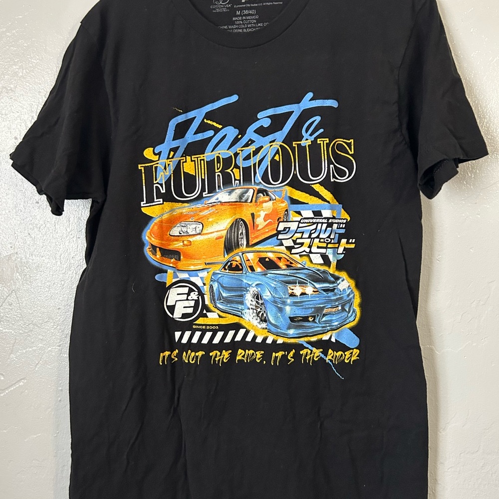 Black Graphic Tee with Fast Cars Design